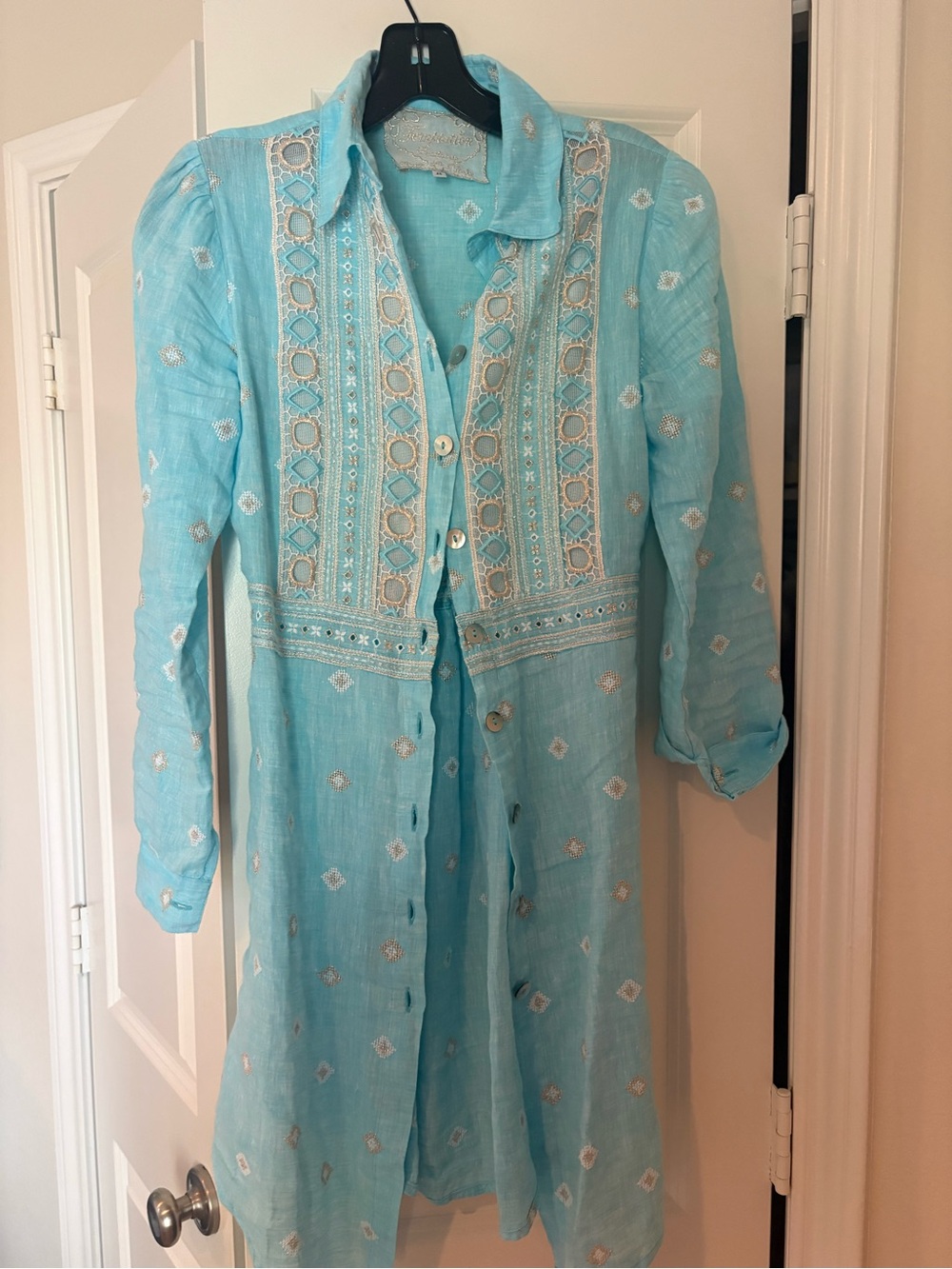 Temptation Pastel Blue Embroidered Tunic dress